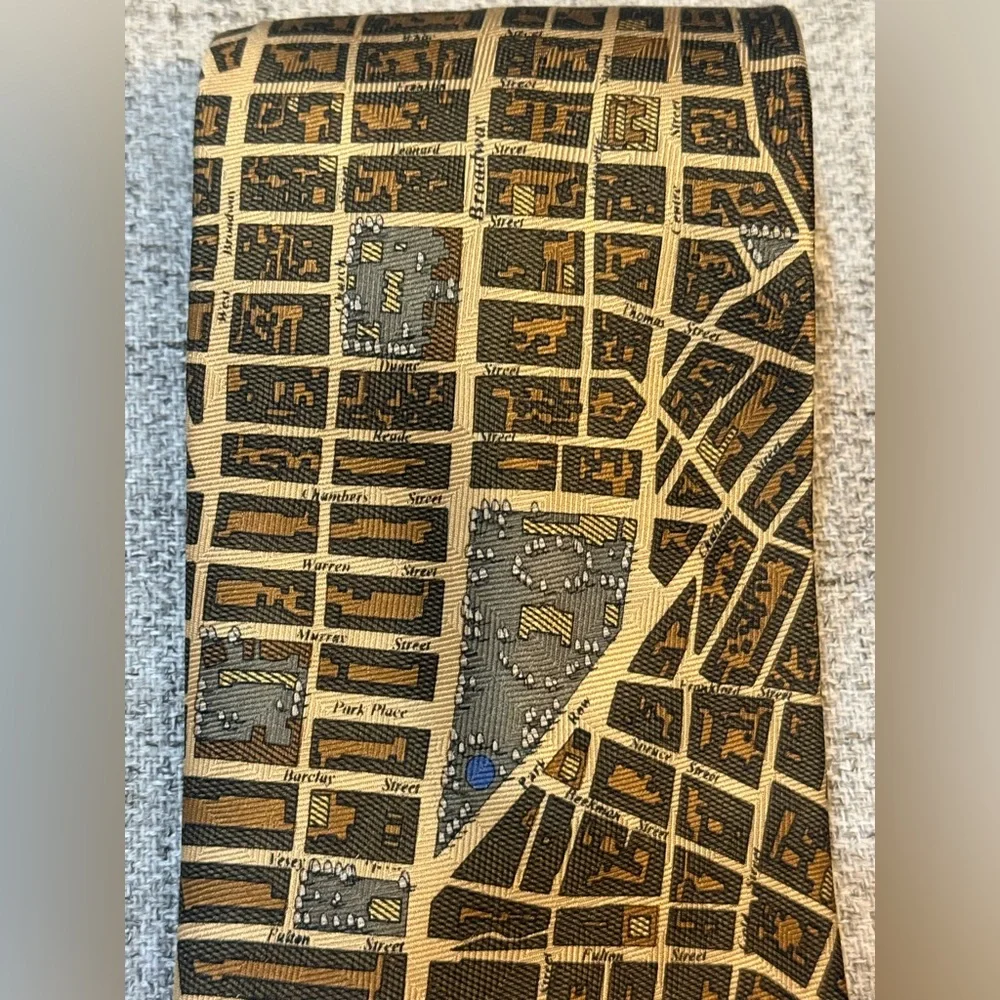 CIVITAS‎ New York City Map Tie, Silk Neck Tie, 1852 NYC Streets Urban Design